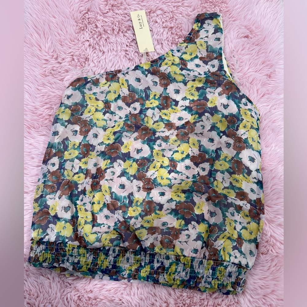 NWT‎ LUCY PARIS ONE SHOULDER FLORAL TOP